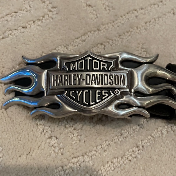 HARLEY DAVIDSON black stud belt sz 32 with statement buckle main image 5